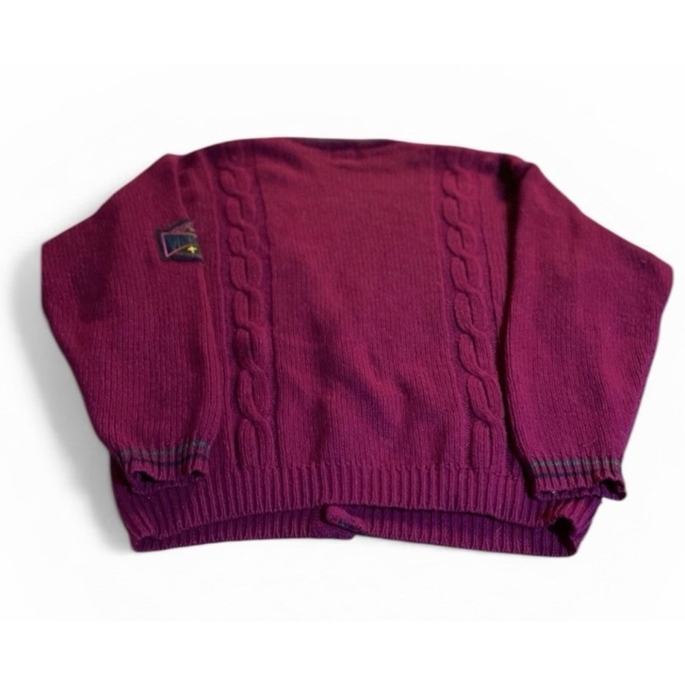 VTG 90s Gap Shetland Wool Grandpa Cardigan Sweater Burgundy Maroon Mens M - Picture 10 of 10
